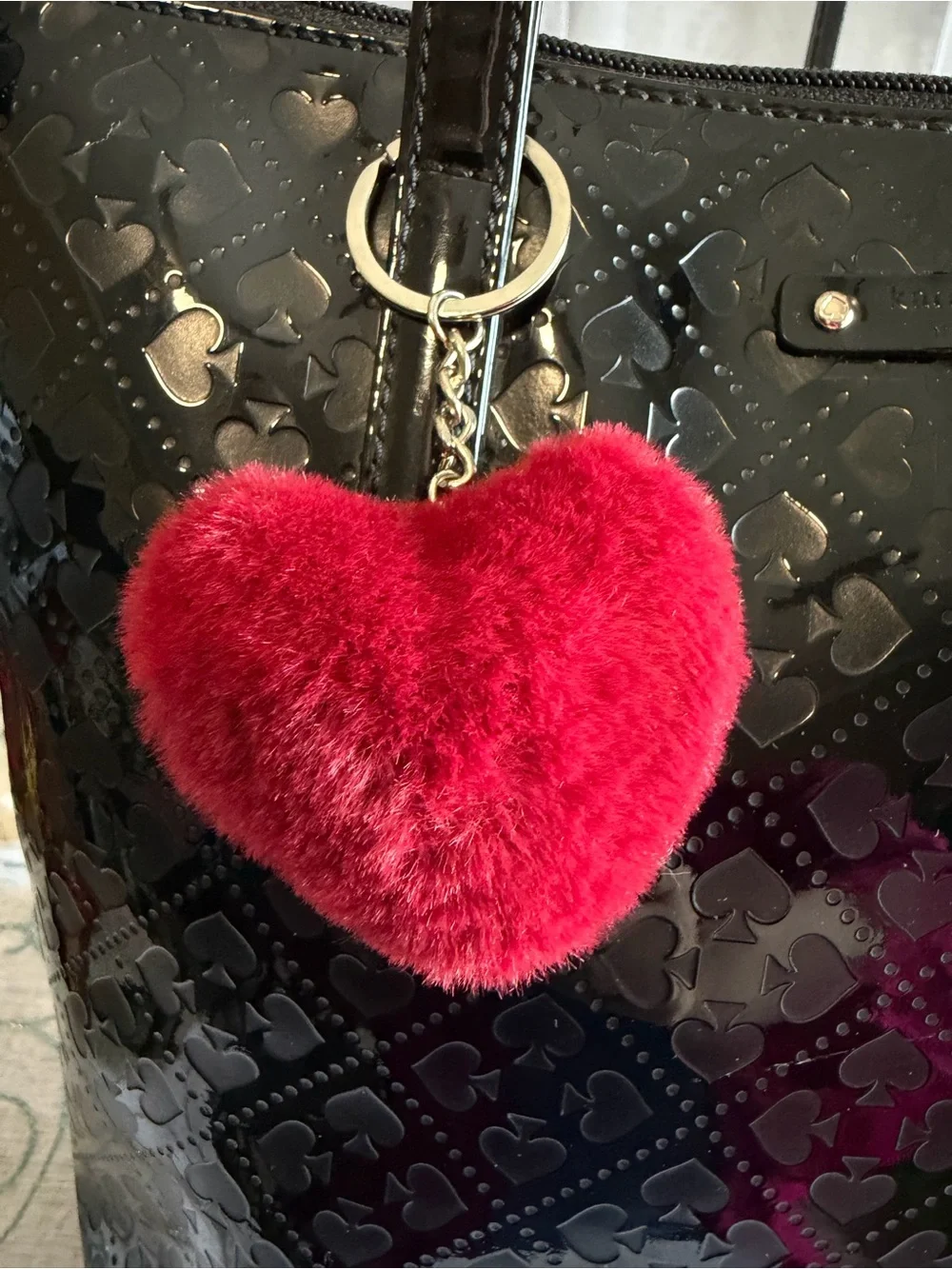 Kate Spade Emerald Avenue Jeralyn Black Patent Tote Bag with Heart Charm